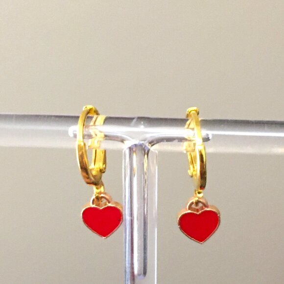 Handmade Tiny Heart Lever Back Earrings- Choose Your Color. - Picture 3 of 4